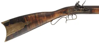 Lancaster Rifle, 
.45 caliber, 35-1/2" barrel, 
flintlock, maple stock, brass trim,
used, from a kit by Dixie Gun Works